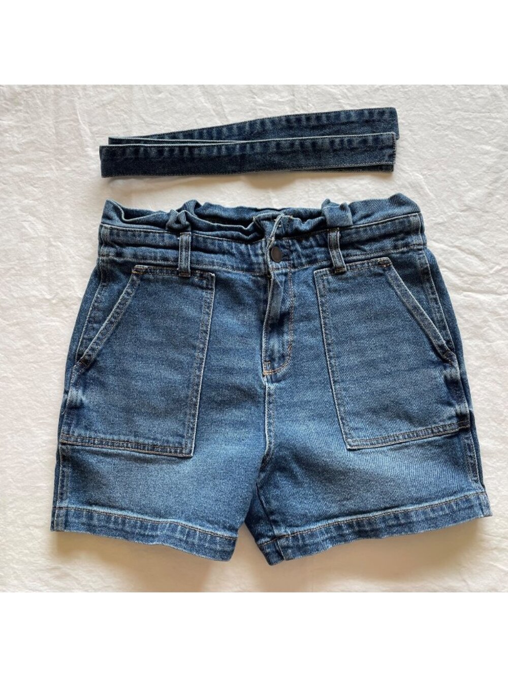 A.N.A. Womens Paperbag Denim Shorts W/ Belt Size 4
